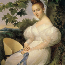 Оригинал схемы вышивки «Блондель Мерри Жозеф. Портрет женщины у дерева.» (№154069)