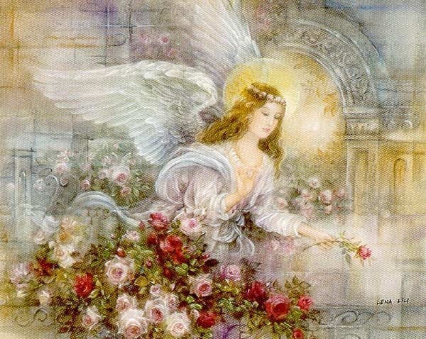 №154387 - цветы, крылья, ангел - оригинал