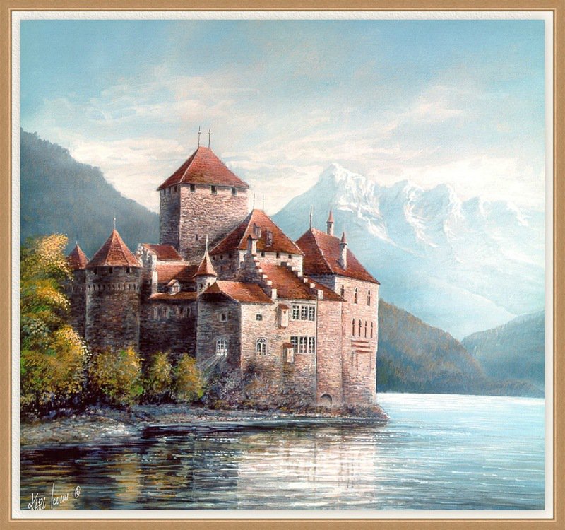старый замок - замок, озеро - оригинал