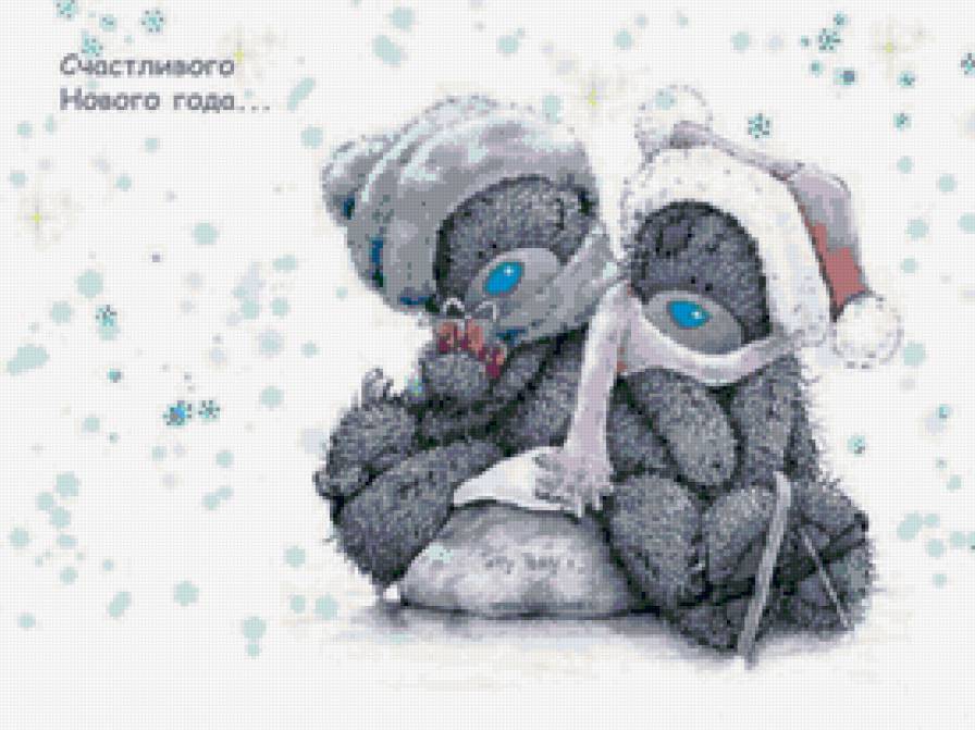 Мишки Тедди Новый год - мишка тедди, игрушка, новый год, подарок, зима, двое - предпросмотр