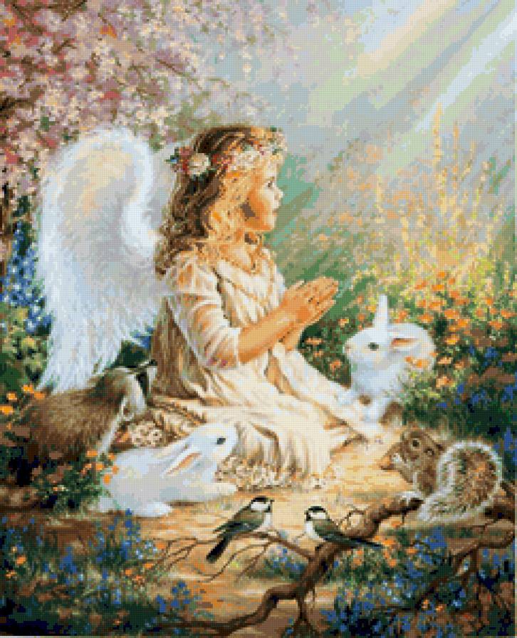 Ангелочек - природа, дети, животные, цветы, ребенок, лес, звери, ангел - предпросмотр