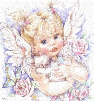Ангелочек с котенком - дети, цветы, живопись, ангел, животные - оригинал