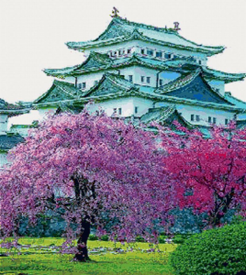 Пагода и сакура - япония, пагода, весна, сакура - предпросмотр