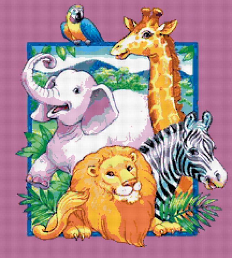 Зоопарк - слон, лев, животные, зверята, детская, жираф, детям, зебра - предпросмотр