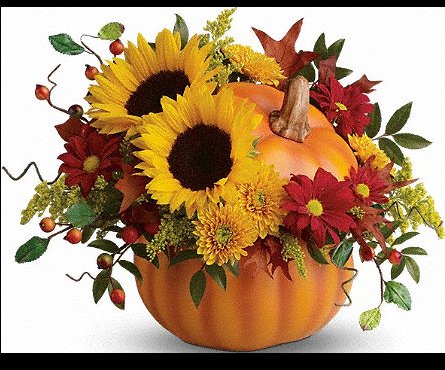 Натюрморт " Осенний" - осень, букет, цветы, натюрморт, оранжевый, тыква, осенний - оригинал