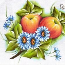 Оригинал схемы вышивки «яблоки и цветы» (№156107)