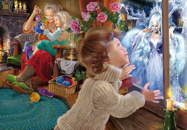 Снежная королева - девочка, сказка, пейзаж, зима, дети, люди, мальчик - оригинал