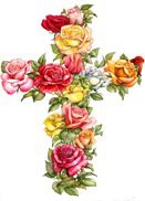 Цветочный крест - цветы, вера, душистые розы, розочки, розы, религия, крест - оригинал