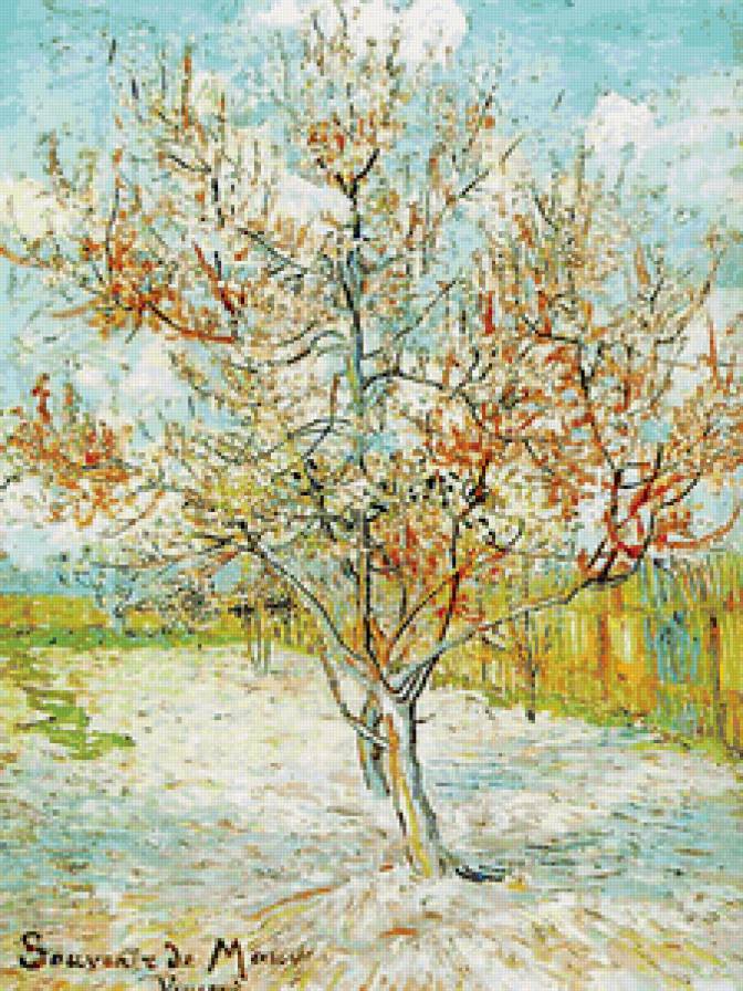 Ван Гог.Персиковое дерево. - пейзаж, весна, природа., дерево - предпросмотр