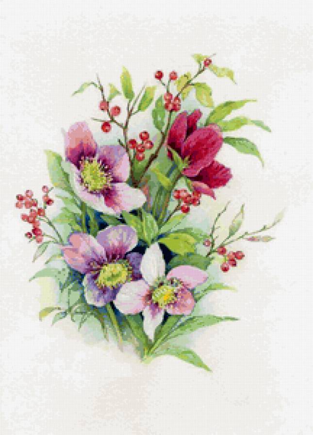 Акварельные цветы - картина, живопись, акварель, букет, цветы, природа - предпросмотр