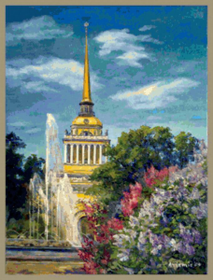Серия "Городской пейзаж" - собор, цветы, храм, город, лето, пейзаж - предпросмотр