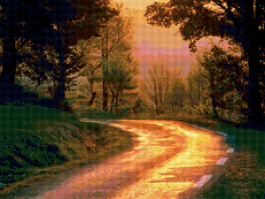 дорога - дорога, природа, закат, романтика - предпросмотр