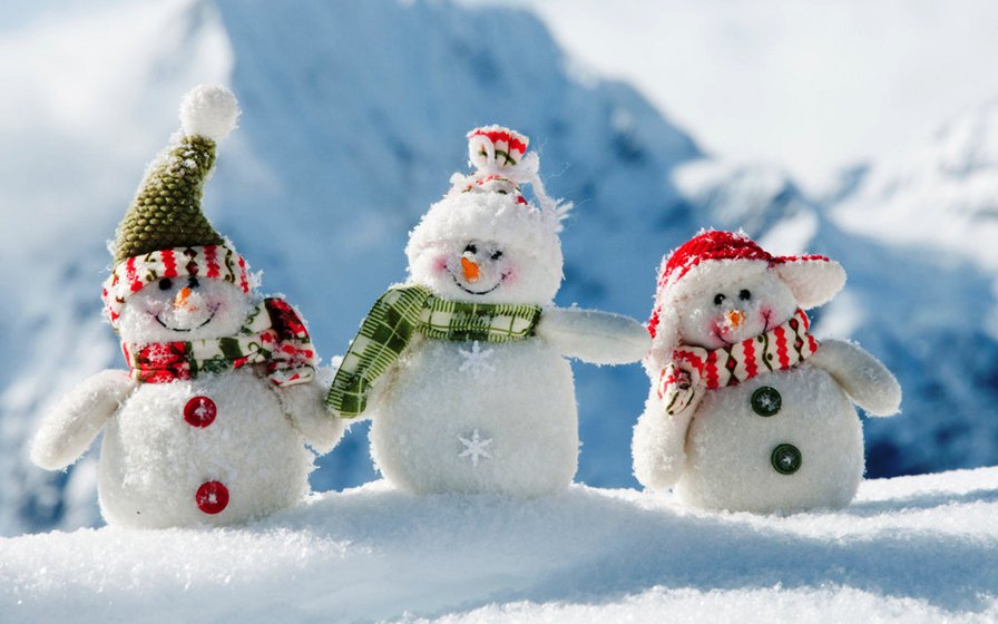 с новым годом - новый год, зима, праздник, снеговик, снежинки - оригинал