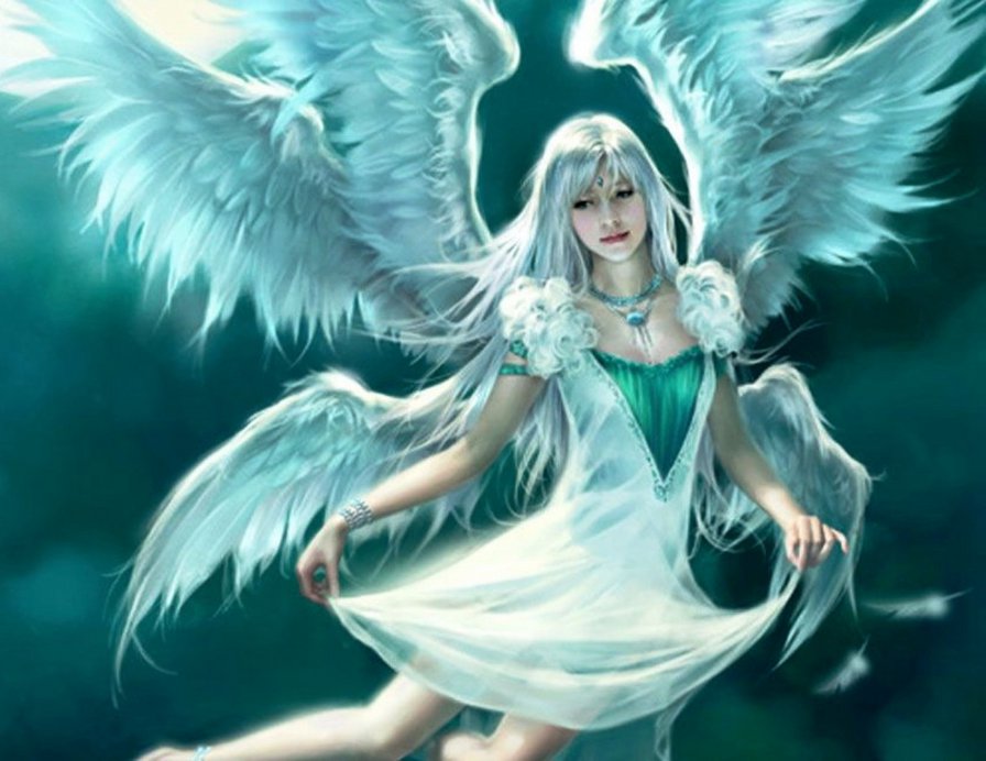 девушка -ангел - девушка, ангел, фэнтази, аниме - оригинал