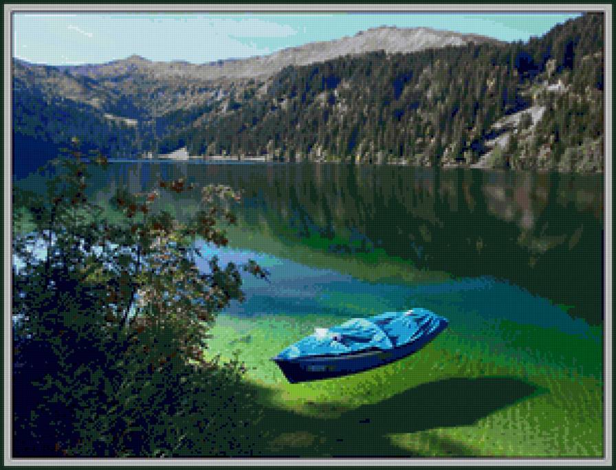 Природа - природа, лодка, озеро, горы - предпросмотр