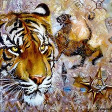 тигр гравюра - фреска