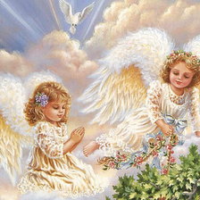 Оригинал схемы вышивки «ангелы и голубь» (№159983)