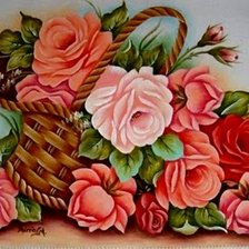 Оригинал схемы вышивки «розы в корзине» (№160537)