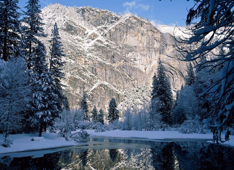 горы - природа, зима, река, горы - оригинал