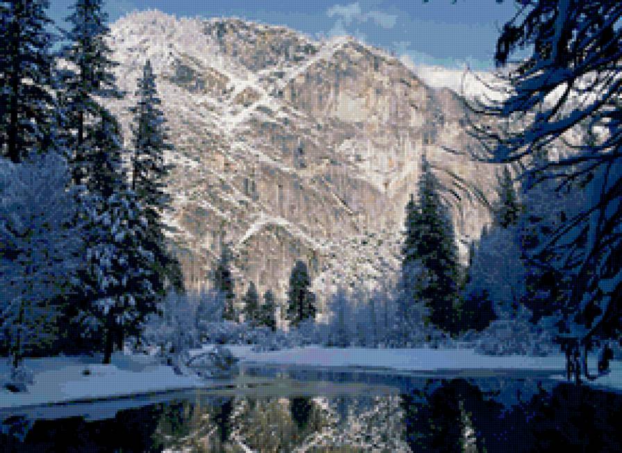 горы - зима, природа, горы, река - предпросмотр