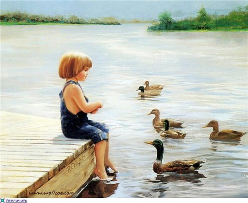 дети - дети, птицы, река - оригинал