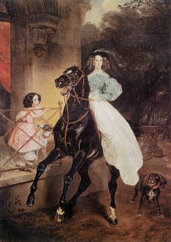 Всадница (Карл Брюллов) - всадница, дамы, 19 век - оригинал