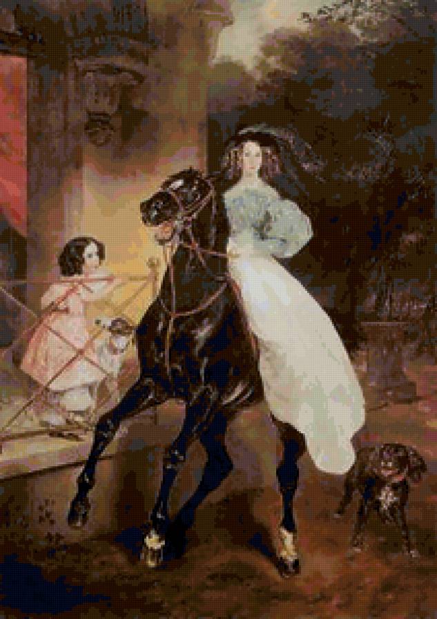 Всадница (Карл Брюллов) - всадница, дамы, 19 век - предпросмотр