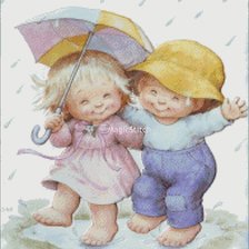 Оригинал схемы вышивки «Дети под дождем» (№162001)