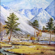 Оригинал схемы вышивки «Пейзаж, горы» (№162667)