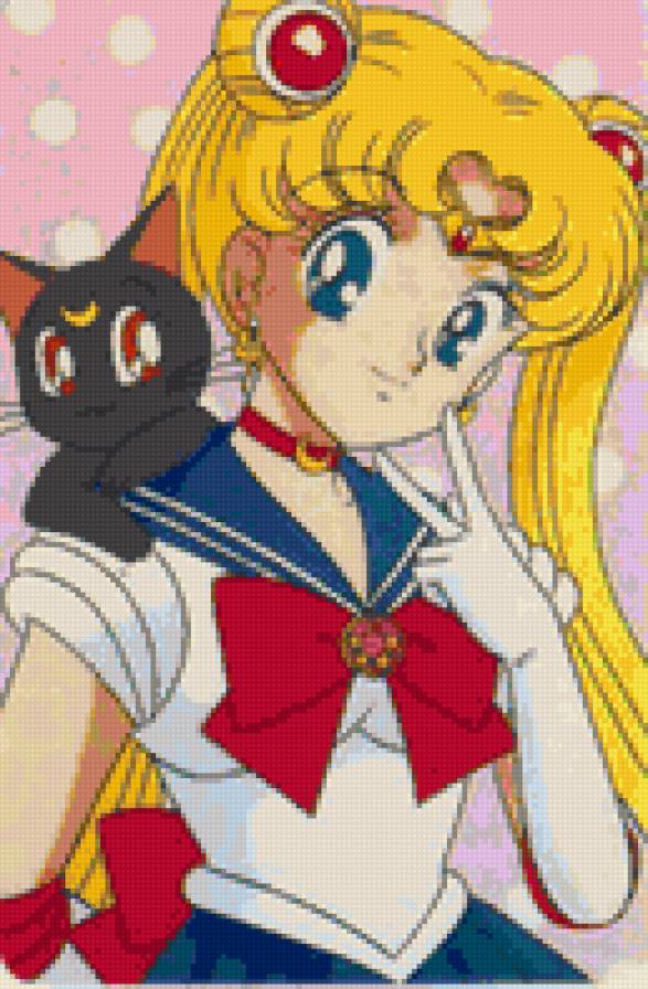 Sailor Moon with Moon - сейлор мун, луна, кошка - предпросмотр