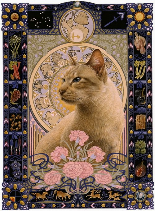 Кошачий гороскоп. Стрелец - кошки, гороскоп, лесли энн эвери, живопись, анималисты, картина - оригинал