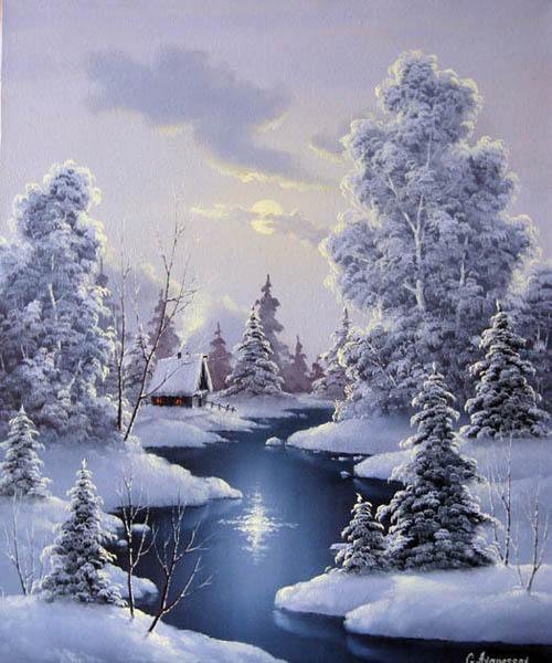 домик зимой №2 - домик, природа, зима - оригинал