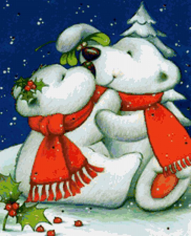 Белые мишки - рождество, новый, любовь, медвежата, снег, мишки, белые медведи - предпросмотр
