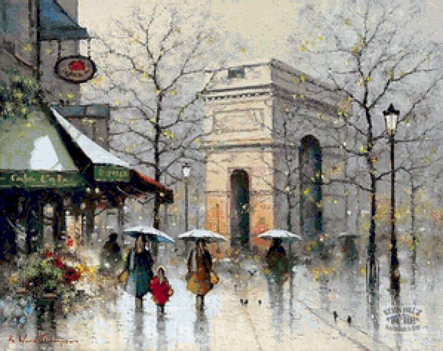дождь в Париже - городской пейзаж, франция, париж - предпросмотр