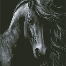 Оригинал схемы вышивки «черная лошадь» (№165605)