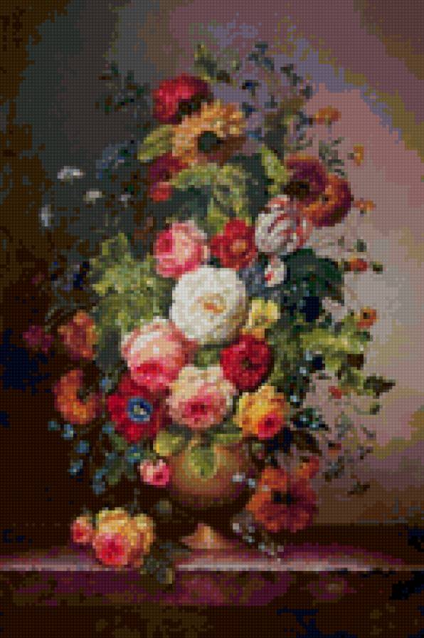 Розы - розы, натюрморт, ваза, букет, картина, красота, цветы - предпросмотр