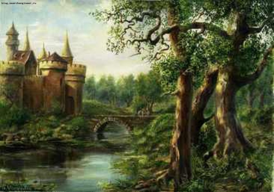 Замок в лесу - замки, лес - оригинал