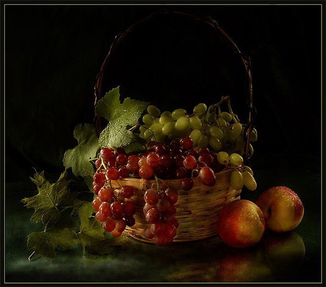 натюрморт с яблоками - натюрморт, осень, корзина - оригинал