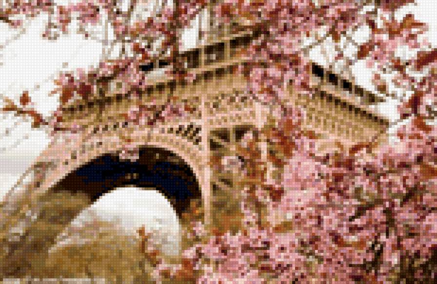 Нежность - эйфелева башня, франция, париж, весенняя веточка - предпросмотр