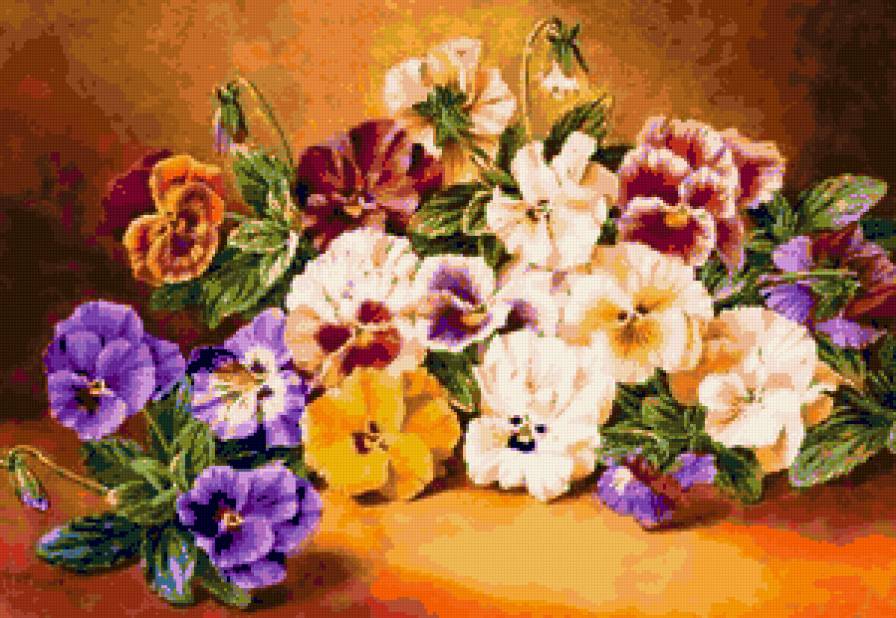 №166833 - фиалки, букет, цветы - предпросмотр