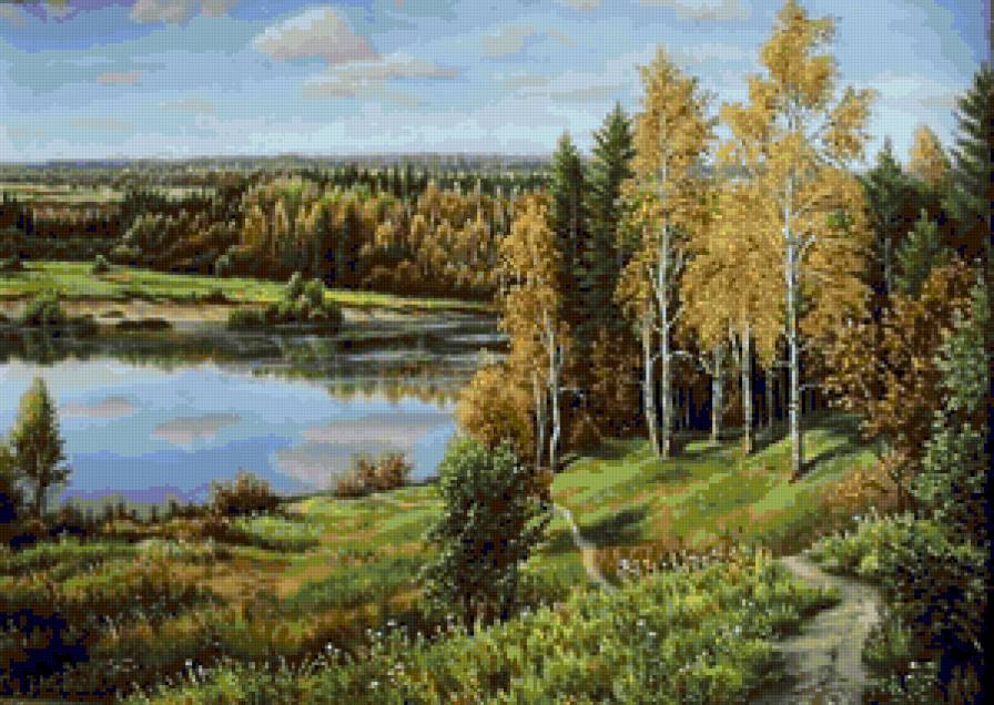 Ранняя осень - река, природа, лес, осень, пейзаж, березки, деревья - предпросмотр
