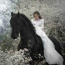 Схема вышивки «Серия "Лошади" С девушкой -  весной»