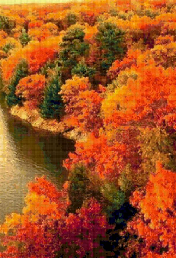 Красочная осень - пейзаж, река, деревья, вода, осень - предпросмотр
