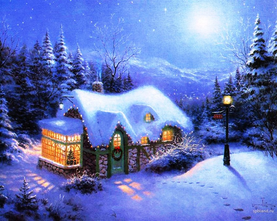 Домик под снежной шапкой - снег, сказка, дом, зима - оригинал