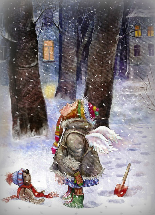 Ангелок и вкусные снежинки - снег, ребенок, зима, девочка, детская непосредственность - оригинал