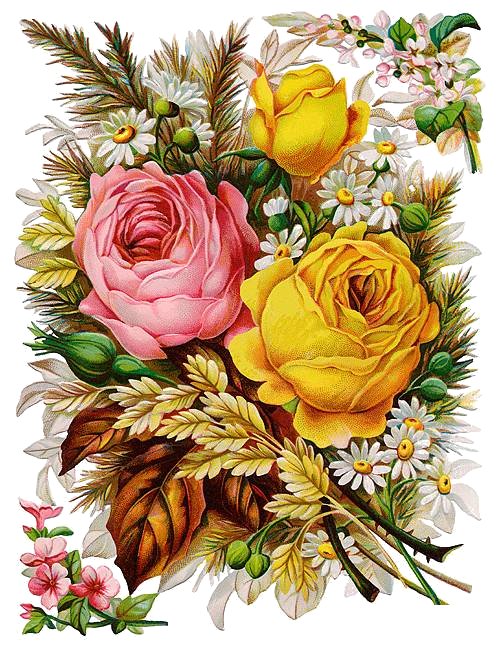 Винтажные цветы_2 - розы, винтаж, цветы - оригинал