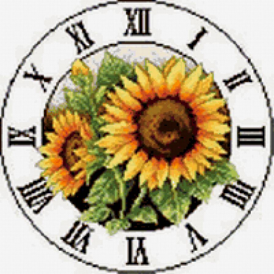 часы - подсолнух, цветы, время - предпросмотр