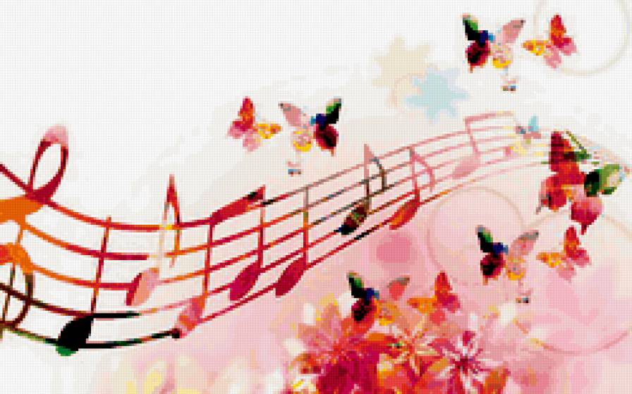 живая музыка - цветы, ноты, бабочки - предпросмотр