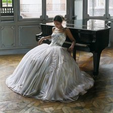 Оригинал схемы вышивки «женщина у рояля» (№169234)