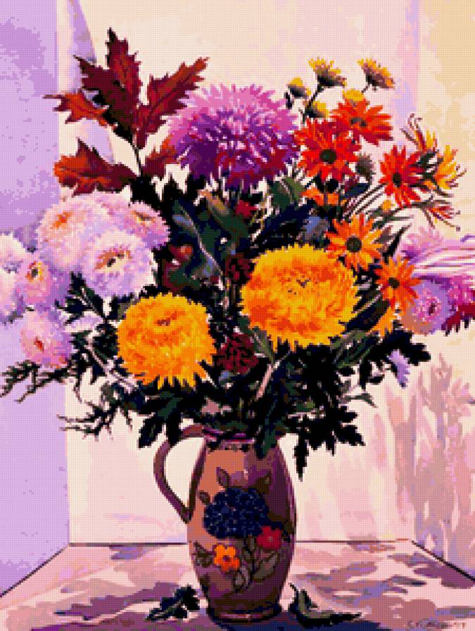 Серия "Букет" - хризантемы, цветы, букет - предпросмотр